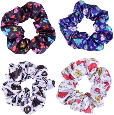 Matkooz Premium Satin Silk BTS Army Print Hair Scrunchies For Girls And Women, Hair Tie Rubber Band(Multicolor)