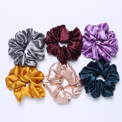 sazzle Women Satin Hair Scrunchies Soft Silk Mulberry Shiny Multicolor Combo pack of 6 Rubber Band(Multicolor)