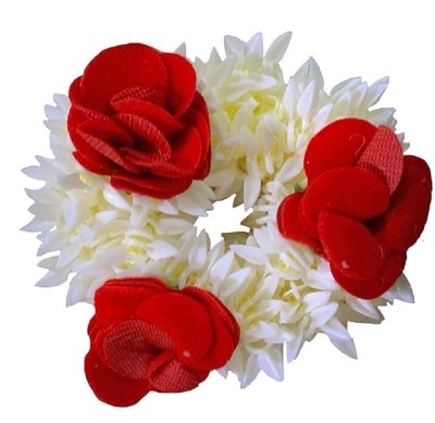 TinLivery One Artificial Hair Gajra with Red Roses and White Mogra Flowers for Women Hair Band(White, Red)