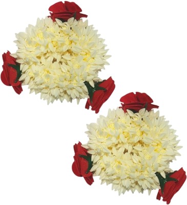 MICLAC Hair Mogra Bun With Rose 2PCS Hair Accessory Set(White)