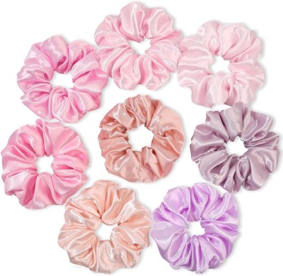 GoodsUrChoice Multicolour Satin Scrunchies Soft Hair Set for Women (Pack of 8 ) Rubber Band(Multicolor)