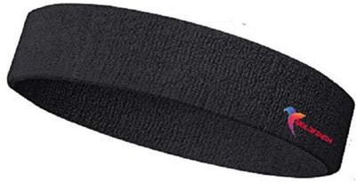 GOLDFINCH Non Slip Moisture Wicking Work Out Cotton Head Band/Fitness Band For Men's & Women's Sweatband for Workout/ Sports Fitness/Exercise/Training/Running/Yoga- Pack of 1 Head Band(Black)
