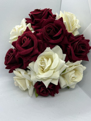 MEGARICH Artificial Maroon Rose Shape flower Bun(Multicolor)
