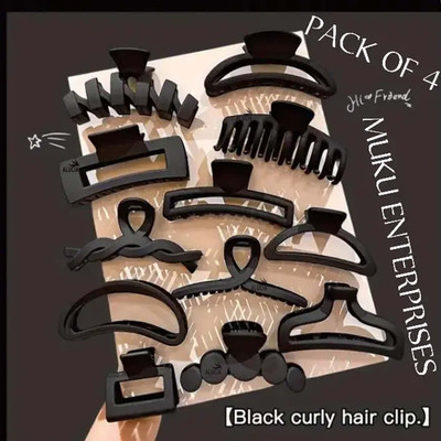 Alucia Black Multi Design Hair Claw Clip Clutcher Accessories Combo For Women, Girls Hair Claw(Black)