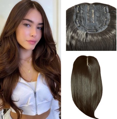 CAMOLA DEVA 5 CLIP Straight natural brown HAIR TOPPERhair extension for women Hair Extension