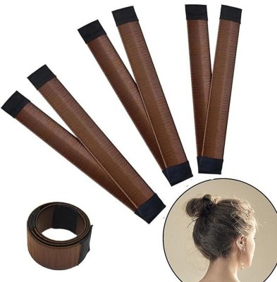 DELUXE HAIR 3Pcs Bun Maker for Long Hair,Fold Wrap Snap-Hair Bun Snap Roll Bun Tool Brown Bun Stick(Brown)