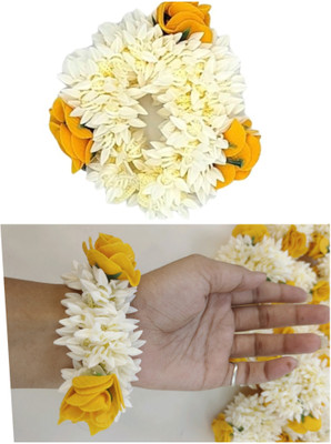 PSYCHFLORE BEAUTYFULL THREE YELLOW ROSE RUBBER BAND SET OF 2 PC-W2 Hair Accessory Set(Multicolor)