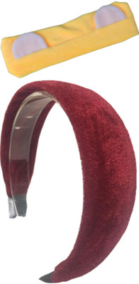 Munavi Elastic Rubber Hair Band hair combo(Yellow, Red)