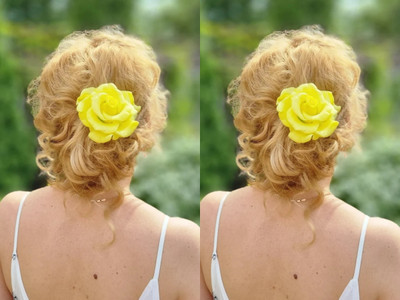 PSYCHFLORE YELLOW ROSE PINS SET OF 2 PC-Y Hair Accessory Set(Yellow)