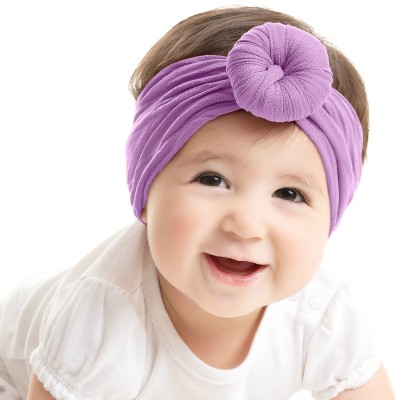 SYGA Baby Girls Cotton Turban Wrap Headbands Newborn Kids 0-3 Years(Purple) Head Band(Purple)