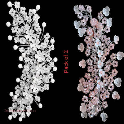 ZariDesigner pink and silver 2 pc combo tiaras use for birthday party wedding hair accessorie hair combo(Pink)