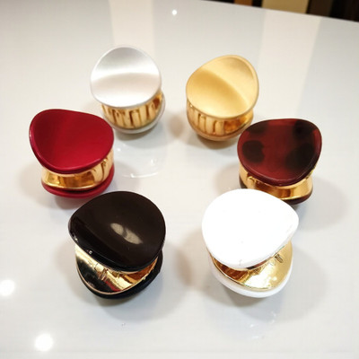 Freebies Glossy Round Small Hair Clutcher for Women, Multicolor Mini Hair Clip Pack of 4 Hair Clip(Bronze)