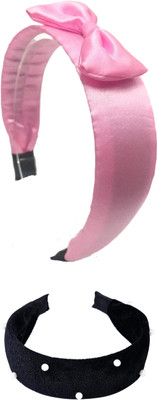 Munavi Elastic Rubber Hair Band hair combo(Pink, Black)