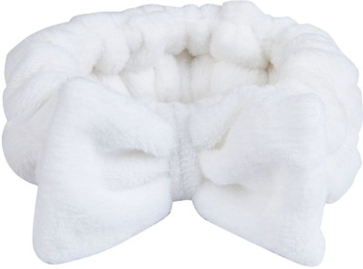 Matkooz Soft Fur Baby Head Bands with Detachable Bow SPA/Makeup, Beautiful Head Band(White)