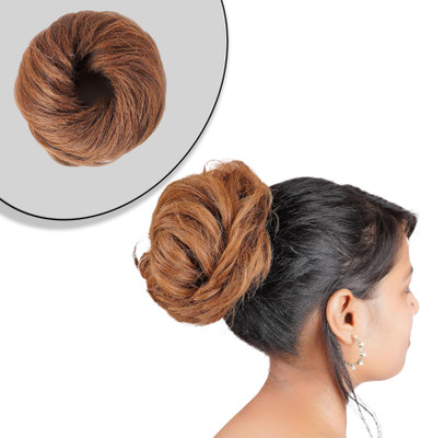 RefynHair Women Messy Hair Extensions Voluminous Bun for Womens Golden -1 PC(35 GR) Bun(Gold)