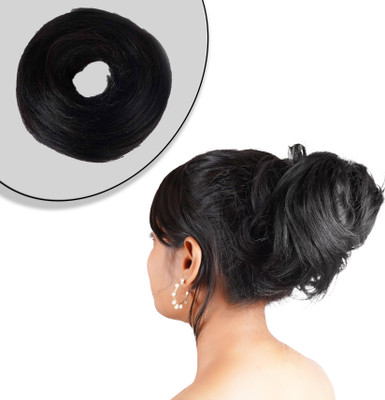RefynHair Women Messy Hair Extensions Voluminous Bun for Womens Natural Black -1 PC(35 GR) Bun(Black)