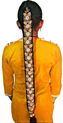 house of common randy Bridal Hair Band Gajra Braid Extension Hair Accessory Set(Gold)