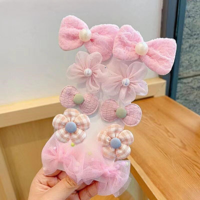 SYGA 10 Pcs Adorable Bow & Flower Design Baby Hairpin For Kids, Girls and Toddlers Hair Clip(Pink)
