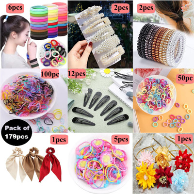 Shivarth Trendy Hair Accessory Bundle (179Piece) Combo Hair band / Clip for Girls & Women Hair Accessory Set(Multicolor)