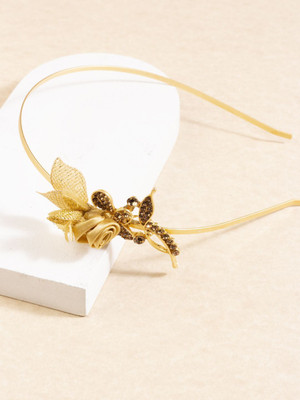 Dressberry Gold-Toned Stone Embellished Hairband Hair Band(Gold)