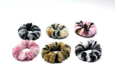 THE MAXIM Girls Elastic Faux Fur Scrunchie Hair Rope Ponytail Holder Rubber Band(Multicolor)