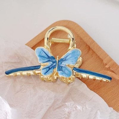 Prityka Beauty Korean VIral Hair Claw Clip For Women & Girls Butterfly Clutchers 1p Hair Claw(Blue)
