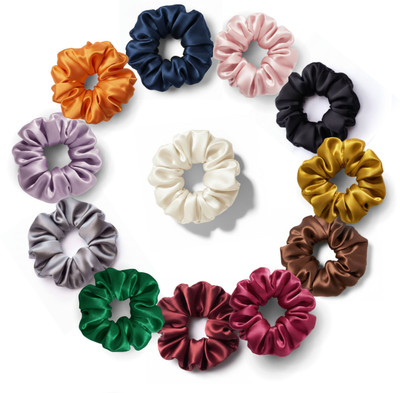 BiggSmile 12 Pack Premium Satin Silk Hair Scrunchies for Girls & Women | Rubber Band(Multicolor)