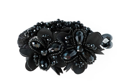 Bella Luxe By NIRAT Heavy Crystal Banana Clip for Hair Women Girls Clutcher Hair Accessories 4x2inch Banana Clip(Black)