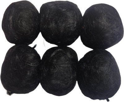 Ritya Creation ROUND HAIR STUFFING PADDING ( PACK OF 6) Braid Extension(Black)