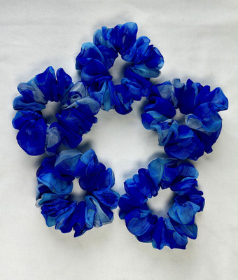 PANNY Floral Organza Scrunchies for Women & Girls – Pack of 5 Rubber Band(Blue)