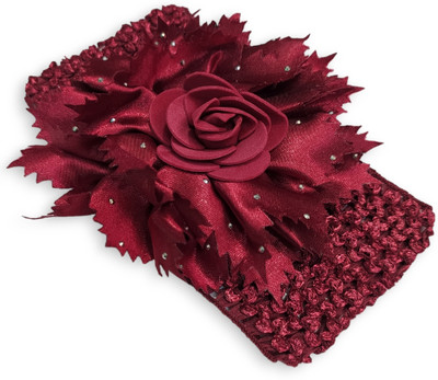 Creeknest Newborn Baby Headband With Flower Design Soft & Comfortable Wearing 5.5 Inches Head Band(Maroon)