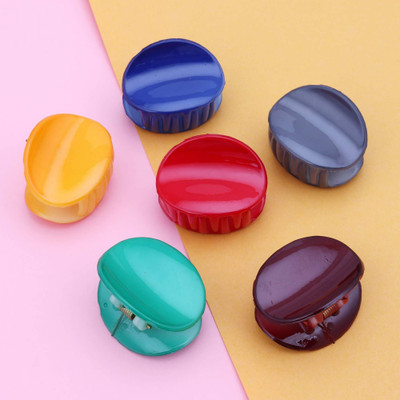Freebies Mini Round Hair Clutcher for Women and Girls, Shiny Multicolor Pack of 6 Hair Clip(Multicolor)