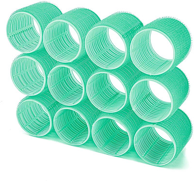 VIVIAN Hair Rollers, 12 Pack Self Grip Salon Hairdressing Curlers, Hair Curlers Sets Hair Accessory Set(Green)