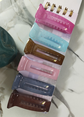 DELEENA Creamy Shades Banana Hair Claw Clips For Women & Girls|| Pack of 6|| Banana Clip(Pink)