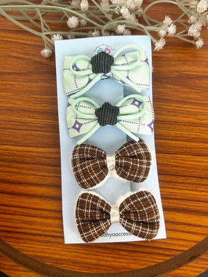 Radhya Accessories Cute Hair Bow Clips Set (Pack of 4) Small Design 5 Hair Bow Clips for Girls Hair Clip(Multicolor)