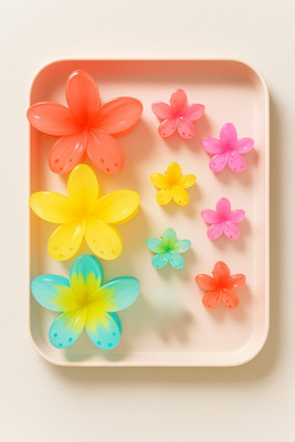 CHIC LINGS Trendy flower hair claw for Women- Pack of 9 Hair Clip(Multicolor)