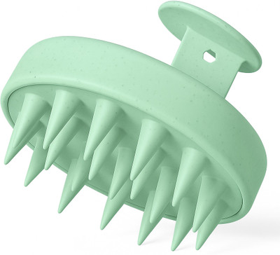 RUGY Scalp Massager Shampoo Brush, Eco-friendly Wheat Straw body with Soft Silicon Hair Accessory Set(Green)