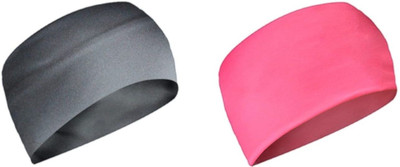 PAROPKAR Tie Headband Sports Elastic Tie Sweatband Wicking Tie Hair Wrap Head Band(Grey, Pink)