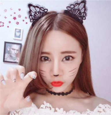 VIKSON INTERNATIONAL 1 Pc CAT EAR BLACK CLOTH LEISE HAIR BAND Hairpin Clip for KIDS Girls and Women Hair Band(Black)