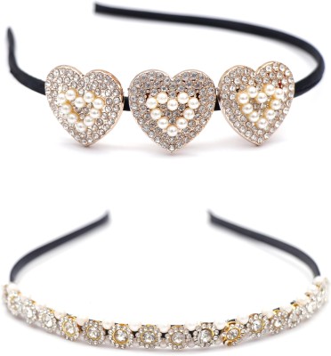 NAVMAV Stylish Latest Design Hair Jewellery Hair Band Crown Tiara for Kids Girl 2Pcs Hair Band(Black, White)