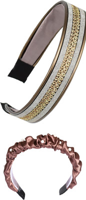 Munavi Elastic Rubber Hair Band hair combo(Gold, Brown)
