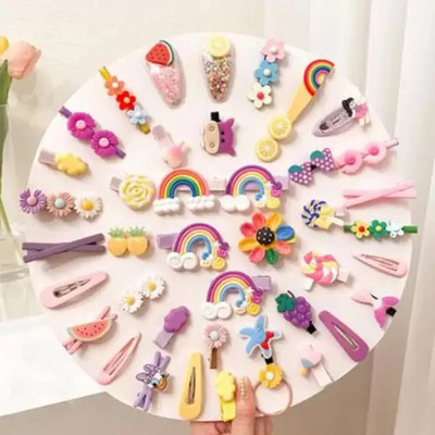 Alucia 14 pcs mix design girlish unicorn ice cream baby pin set Hair Clip(Multicolor)