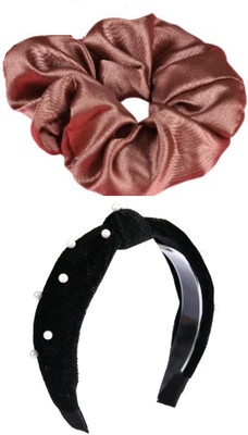 Munavi Elastic Rubber Hair Band hair combo(Brown, Black)