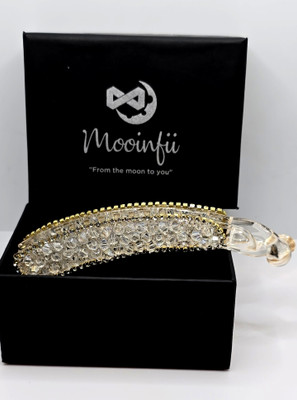 Mooinfii Rhinestone crystal banana hair clip Banana Clip(Silver, Multicolor, Gold)