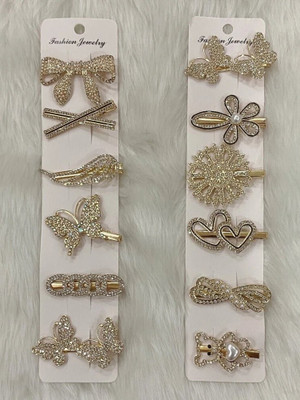 Krimik Fashion Elegant shaped for women 12 pcs Hair Pin(Gold)
