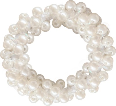 AmazingKarts 1 Pcs White Pearl Juda Style, Veni, Hair Accessory for Women & Girls Rubber Band(White)