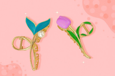 Monvessa Metal Tulip & Fish Tail Claw Clip Combo | Latest Trendy Hair Accessories (2 Pcs) Hair Claw(Multicolor)