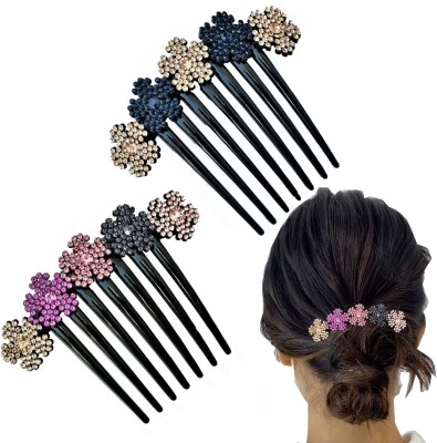 Mizorri Rhinestone Hair Side Comb Hair Clip(Multicolor)