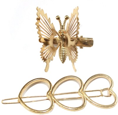 La Belleza crow clip with butterfly Hair Clip(Gold)