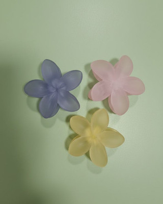 Glashhiya Decorative Frangipani Flower Hair Clips – Pack of 3 Hair Clip(Pink, Purple, Yellow)